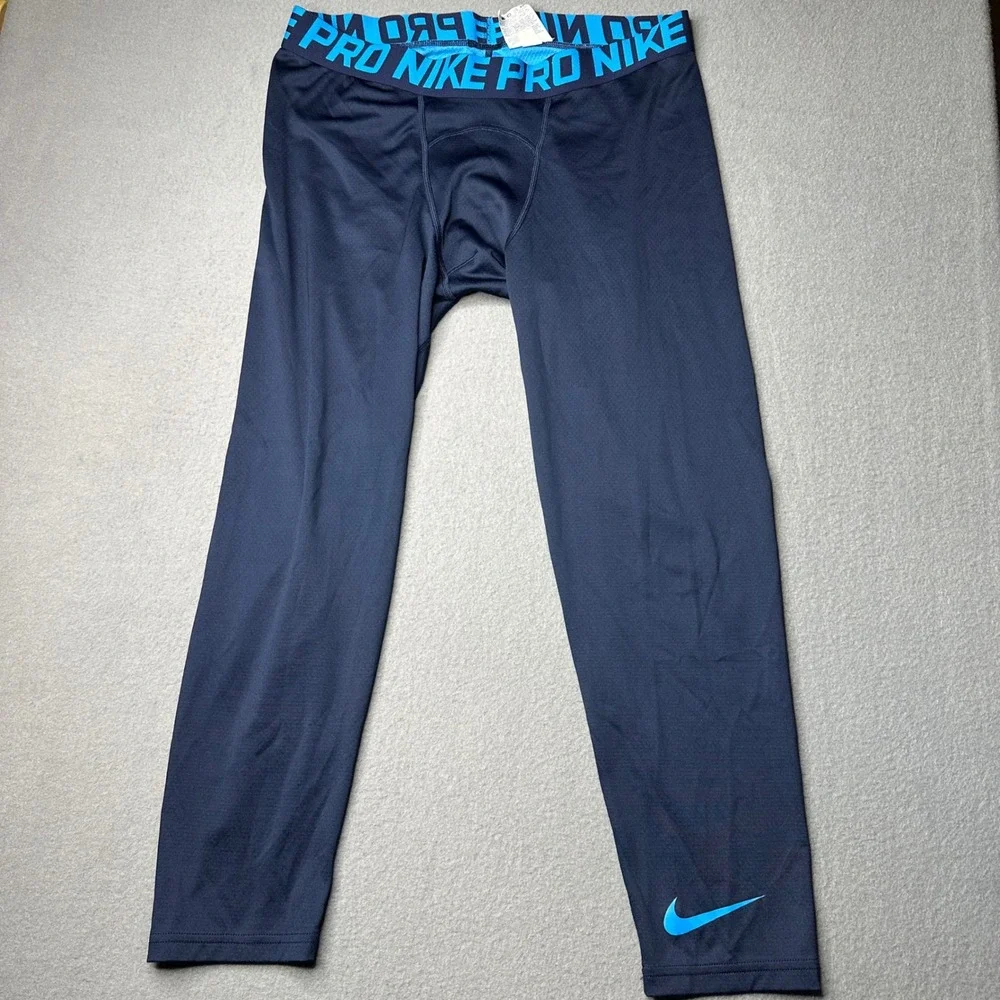 Nike Pro Compression Leggings Mens XL Blue Camo Navy 2 Pack 848863-455